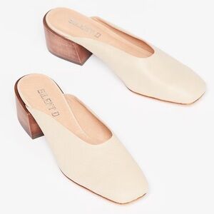 Free People Silent D Laguna Mule Textured Cream Leather Square Toe Size 41 / 10